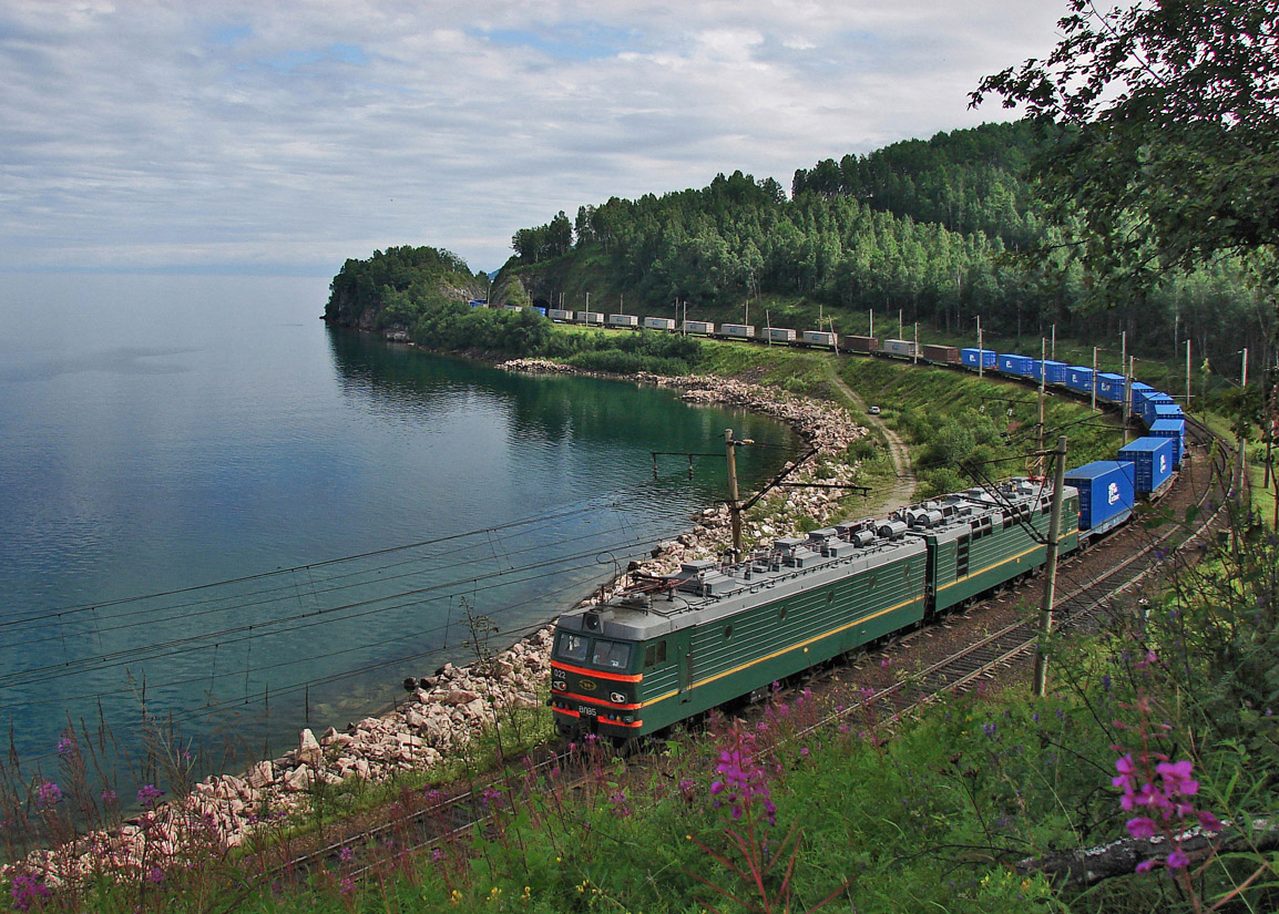 Train along the coast of Lake Baikal.